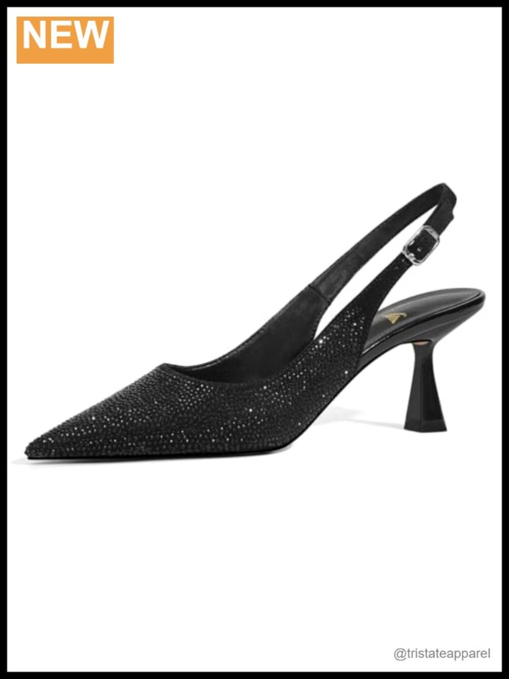 Rhinestone Kitten Heel Slingback Pointed Toe Pump Dress Shoes